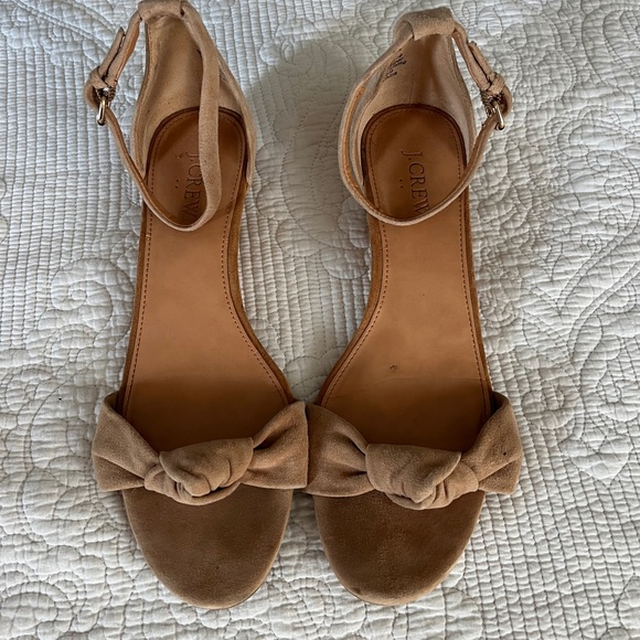 J.Crew Leather Suede Low Wedge Sandel, Size 9 - Picture 2 of 5